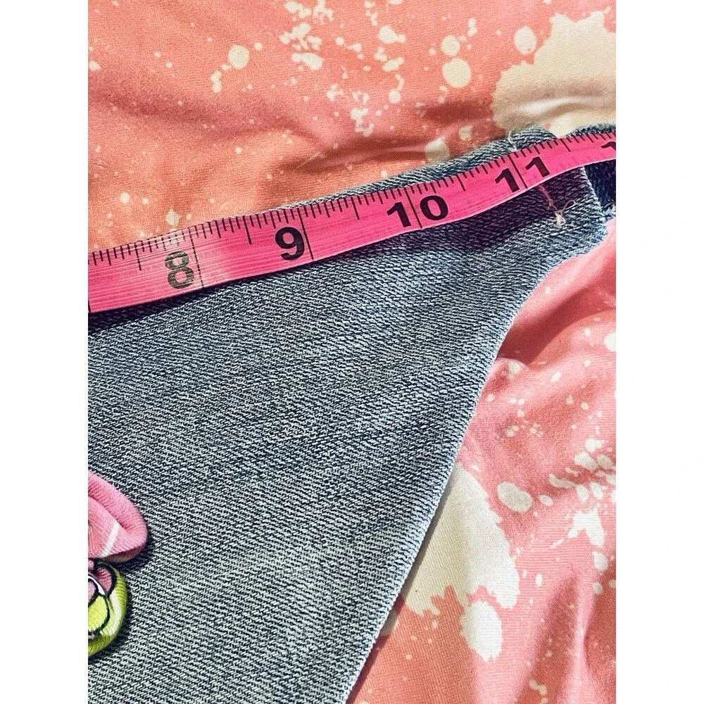 Pet Bandana Distressed Blue Jean Scarf with Lime & Pink Ribbon Flower Accent SzS